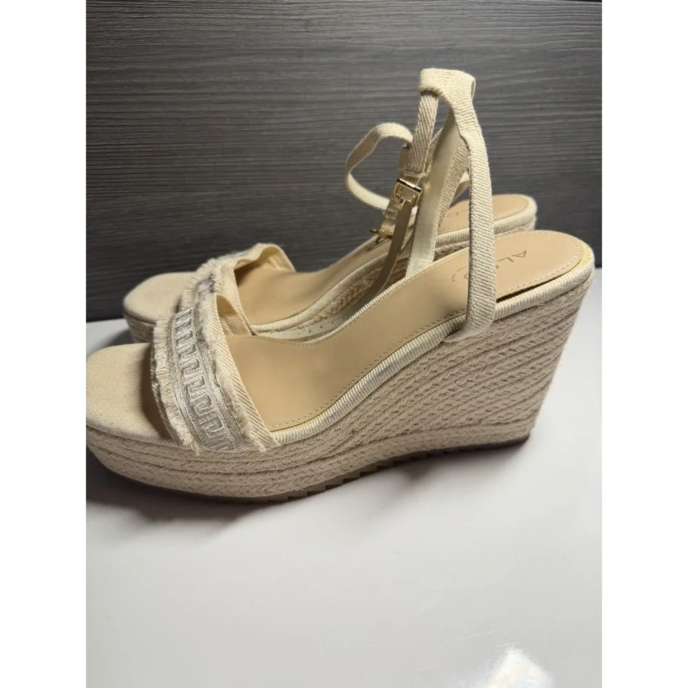 Aldo Sandals Womens Size 11 Espadrille Beige Ankle Strap Open Toe  Wedge Heel C3